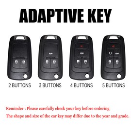 HIBEYO Folding 2 Button Key Fob Cover Compatible with Buick Encore Fit for Chevy Camaro Equinox Impala Sonic Trax GMC Terrain Accessories Metal Painted Key Shell with Keychains-2 Button Black