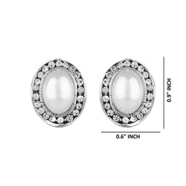 Efulgenz Indian Oxidized Jewelry Boho Vintage Tribal Silver Tone Faux Pearl Rhinestone Owl Stud Statement Earrings Set, Metal Crystal Rhinestone Stone