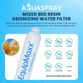 Deionized Inline Water Filter Reduces Hard Water Spots for Car Wash, Yard Cleaning, or Gardening, 3/4" Quick Connectors with TDS Meter, Adjustable Spray Gun, and Expanding Water Hose Hard Water Filter