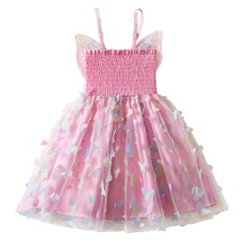 Nileafes Baby Girl Fairy Tutu Princess Dress Strap Tulle Butterfly Wing Casual Dresses Size 3Y (2-3 Years, 152-Pink)