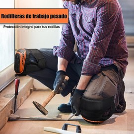 HASAKI Rodilleras de Trabajo，Rodilleras de Esponja Gruesa,Rodilleras de deportivas profesionales con cojín de gel y correas antideslizantes,Apto para construcción,limpieza,trabajo,jardinería, deportes-Naranja