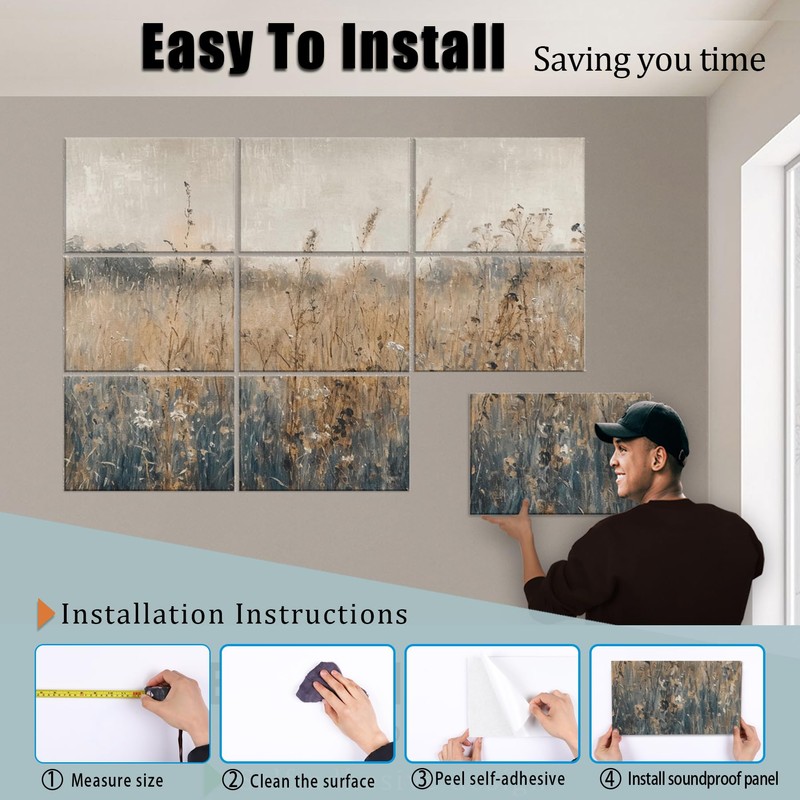 ENSEPST 9 Pack Wall Art Acoustic Panels,48" X 36"Sound Absorbing