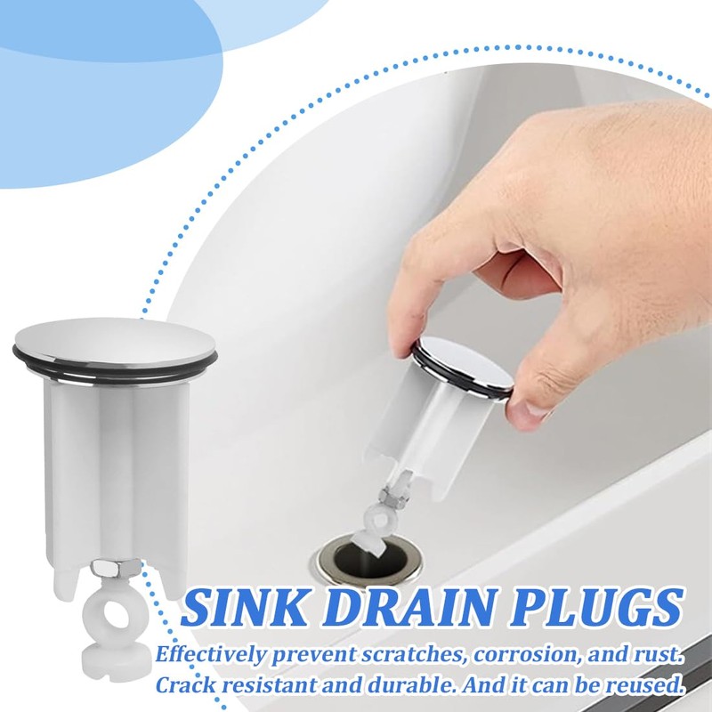 Set of 2 Universal Sink Plugs, Adjustable Drain Plugs, Sealing
