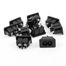 sourcing map 10 Pcs Panel Mount Male IEC320 C8 Power Socket AC 250V 2.5A