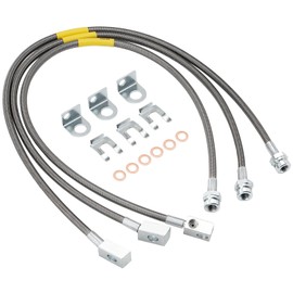 Racewill 89715 Stainless Brake Lines, Front and Rear Extended Brake Lines Compatible with 1987-2006 4WD Jeep Wrangler TJ YJ XJ, 1984-2001 2WD/4WD Jeep Cherokee XJ
