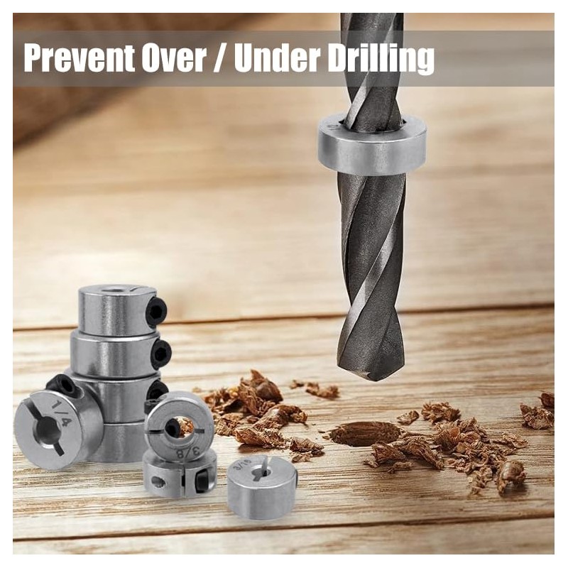 Yakamoz 8Pcs Drill Stop Collar Set - Drill Bit Depth