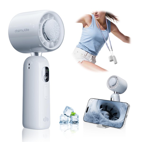 daimulife Upgraded Portable Handheld Turbo Fan with Ice Cooling,Rapid Cooling
