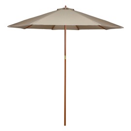 Northlight 9ft Outdoor Patio Market Umbrella with Wooden Pole, Tan