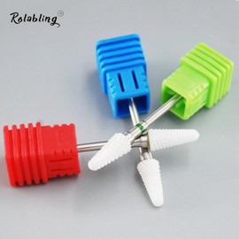 Rolabling Ceramic Nail Drill Bit White Flame Nail Drill Bit for Electric Drill Manicure Machine Nail Salon Tool (Medium Blue)