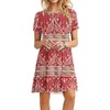 MOLERANI Women's Casual Plain Simple T-Shirt Loose Dress(Boho Floral Red,XS)