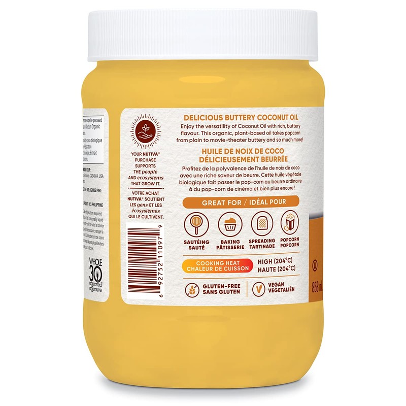 Nutiva Organic Coconut Oil with Non-Dairy Butter Flavor, 858 mL,