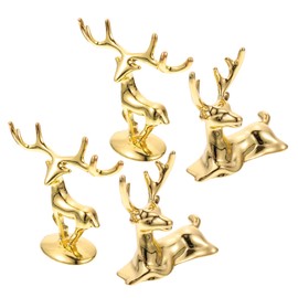 CORHAD 4pcs Mini Elk Ornament Christmas Decor Indoor Gold Decorations Christmas Decorations Tabletop Reindeer Ornament Deer Christmas Decor Tabletop Elk Decoration Zinc Alloy Golden