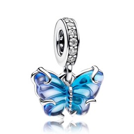 LaMenars Charm Animals Travel Butterfly Flower for Bracelet 925 Sterling Silver Bead Women Charms Mother's Day Birthday Anniversary Jewellery for Girls Wife, Silver