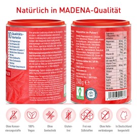 MADENA Premium BasenCitrate Pure Complex According to Pharmacist Rudolf Keil, Citrate Base Powder Vegan 240 g, the Original with 100% Organic Bases, Lots of Magnesium Citrate, Zinc, Potassium, Calcium, Acerola