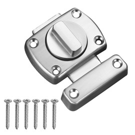 1pcs Heavy Duty Rotate Bolt Latch Lock for Internal Wooden Doors – Bathroom Lock, Door Bolts Stainless Steel with Screws, Anti-Theft Security Door Lock for Home, Bedroom, Toilet, Office