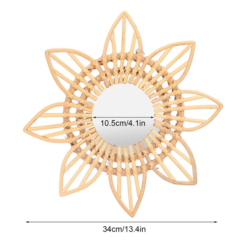 Rattan Innovative Art Decoration Makeup Mirror Retro Dressing Bathroom Wall