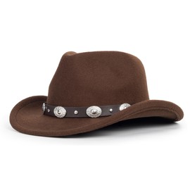 Kids Western-Cowboy-Hat for Baby-Boys-Girls Felt-Cowgirl-Hat Brown Fedora Hat Fit for 2-7 Years
