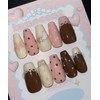 Cozy Love Choco ver.Handmade Nail Tips - Almond Egg /