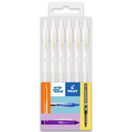 Pilot G-2 Retractable Gel Ink Rollerball Pens - 0.7mm Nib Tip - Wallet Set of 6 - Pastel White
