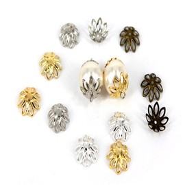 500PCS 15mm Gold Tone Flower Bead Caps Hollow Flower Bead Caps For Jewelry Making (silver)