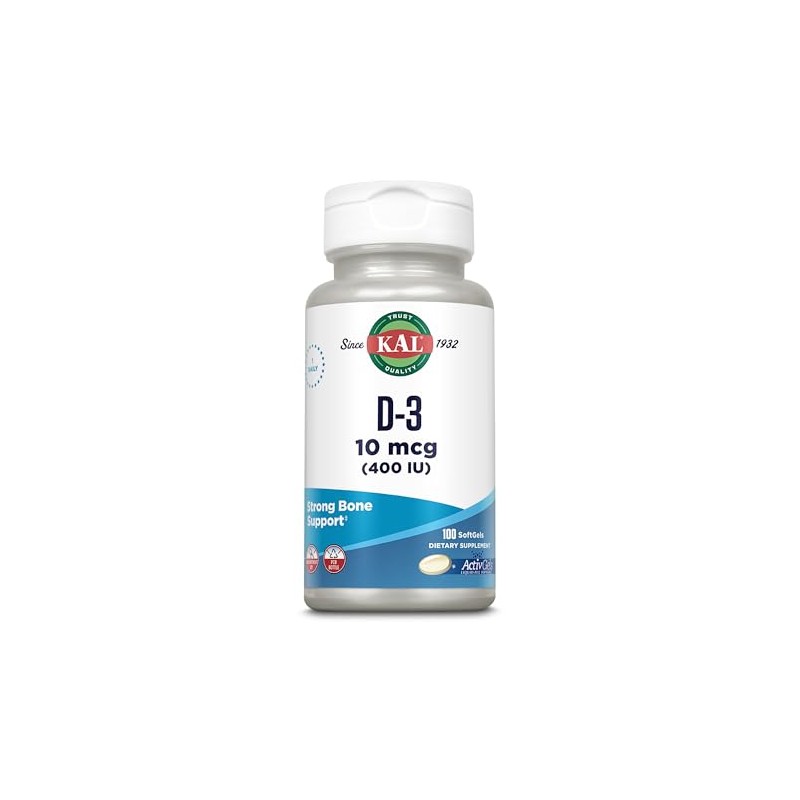 KAL D-3 400 IU Softgels, 100 Count by Kal