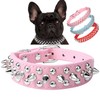 Serijoars Spiked Dog Collar Soft Pu Leather Mushrooms Rivet Spike