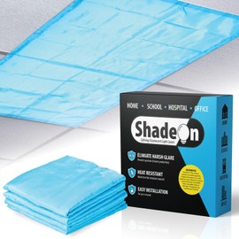 ShadeOn Fluorescent Light Covers for Ceiling Lights (4-Pack) - 2x4 ft Magnetic Light Covers for Ceiling Lights Classroom & Office - Tranquil Blue