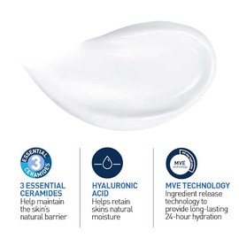 CeraVe Crema Hidratante Hasta por 24 Horas, Uso Diario para Rostro y Cuerpo, Recomendada para Pieles Secas, Contiene 3 Ceramidas Esenciales y Ácido Hi