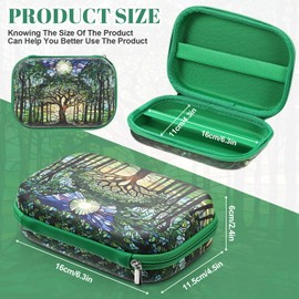 Wonderjune Hard Travel Playing Card Game Case, 300+ Trading Cards Case, Portable Travel Storage Box Compatible with Magic Mtg Classic Board Game(Green Tree)
