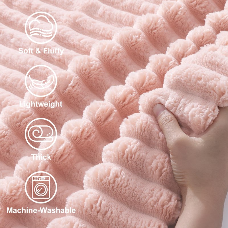 Pink Fleece Queen Blanket 90x90 Inches