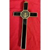 SAINT BENEDICT BLACK Enamel metal Golden Color Wall Cross Saint