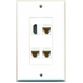 Wallplate City DecorZ - 1 Gang Decorative HD 3 CAT6 White Wall Plate White