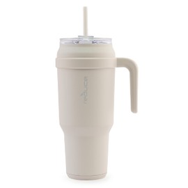Reduce el vaso de 50 onzas, taza de acero inoxidable aislada al aspiradora tapa para sorber y popote mantiene las bebidas frías hasta 50 horas, apto para lavaplatos, sin BPA, PC Casa Blanca, 13253-FF