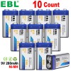 EBL 10x EBL 280mAh 9 Volt 9V 6F22 Ni-MH Nickel