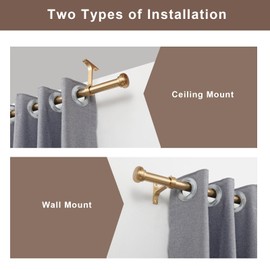 Heavy Duty Adjustable Curtain Rod, 1 Inch, 28-48 Inch, Round Cap, Ceiling Mount, Premium Aluminum Brackets, Outdoor Patio