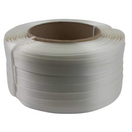 Mytee Products 1”x3280’ Composite Cord Strapping Roll 8”x8” Core Size - 3000 lbs Breaking Strength - White High Tenacity Poly Cord Strapping for Lashing & Shipping - Cart Packaging Straps