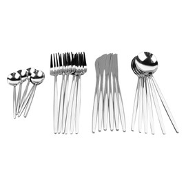 Cutlery Set Stainless Steel with 6 Dessert Spoon 6 Spoon 6 Knives 6 Fork Flatware Set for Restaurant House Party