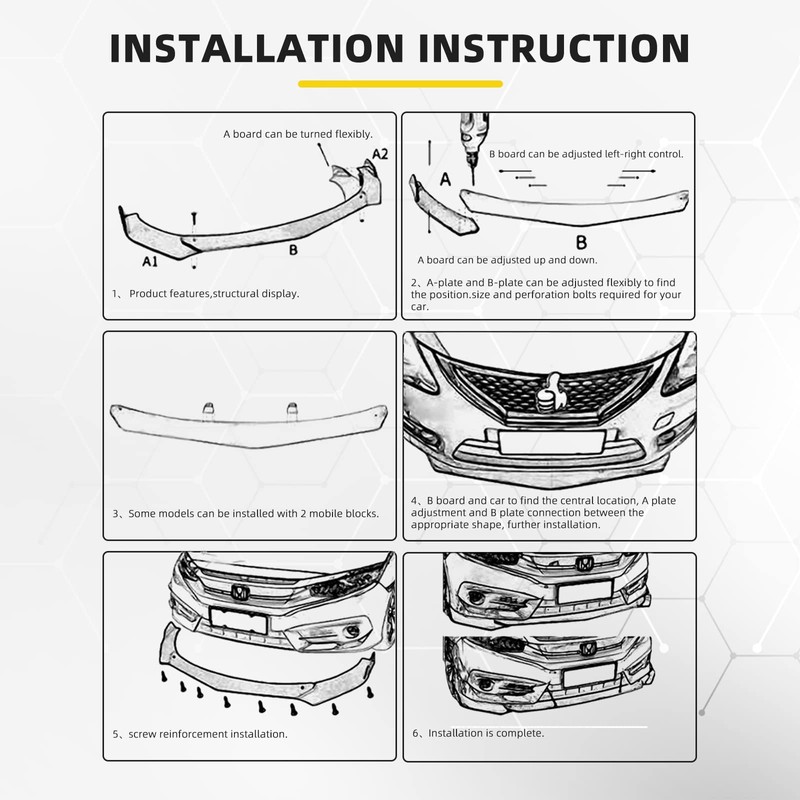 DREAMIZER Front Lip Universal Front Bumper Lip Splitter Spoiler Chin