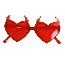 Shinning Rhinestone Sunglasses Adult Carnivals Taking Photo Glasses Seaside Party Devil Horn Heart Frame Sunglasses