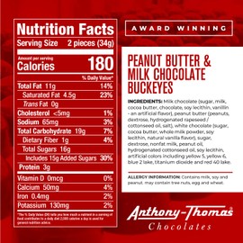 Anthony-Thomas, Peanut Butter & Milk Chocolate Buckeyes in Ohio State Buckeyes Box, Deliciously Delightful Snacks (60 Count)