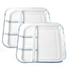 TAMUME 10" Glass Serving Plate with Compartments for Dressing, Pack