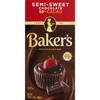 Baker's Baking Chocolate Bar 56% Cacao Semi-Sweet, 4 Oz (Pack