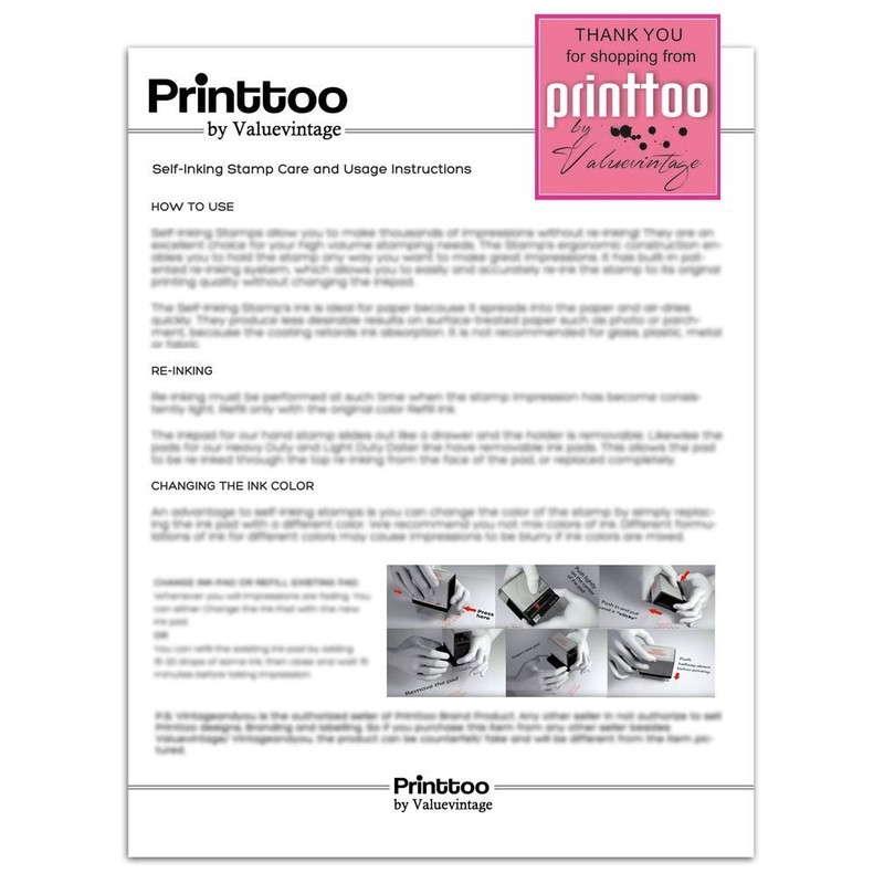 Printtoo UNCONTROLLED Copy Self Inking Rubber Stamp Office Stationary Custom