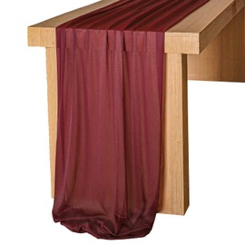 Lookein 10 Feet Burgundy Chiffon Table Runner Sheer Wedding Table Cloth 29x120 Inches Rustic Wedding Decorations French Chiffon Table Runner