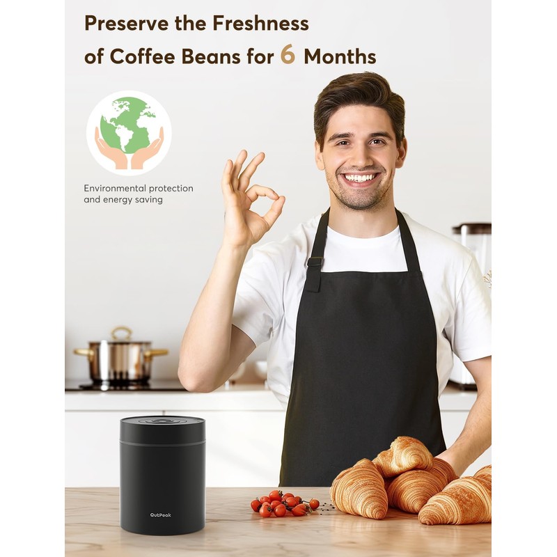 OUTPEAK Neo 2025 Kilo Auto Vacuum Coffee Canister, 1.5L Capacity