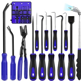 13 Pcs Precision Pick and Hook Set with Scraper, Clip Pliers, Fastener Remover and Magnetic Telescoping Tool Kit for Remove Automotive Electronics Maintenance Hoses Gasket Hand Pick Up Tools