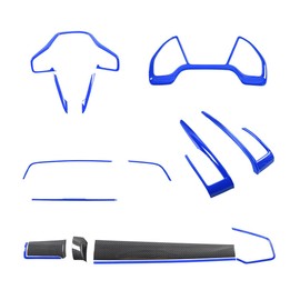 YINGTUU for Honda Civic Accessories 10th 2016-2021 Car Interiors Cover Instrument Panel Decorative Center Console Moulding Trim Air Outlet Automotive Steering Wheel 15Pcs Blue