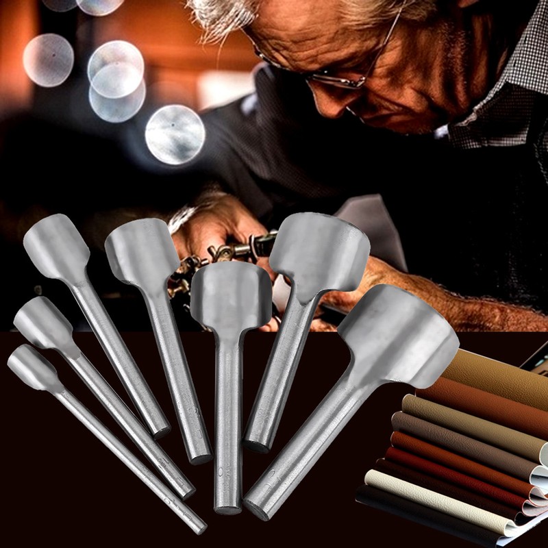 7pcs /set DIY Leather Carft Half Round Punch Belt End