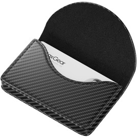 MaxGear Business Card Holder Case, PU Leather Business Card Case for Purse, Pocket Name Card Holder Wallet for Men or Women, Portable Magnetic Business Card Carrier for Christmas Gift, Black Carbon