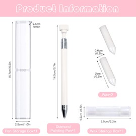 ZYNERY Diamond Painting Pen with Wax, Refillable Wax Pen, Rotating Glue Point Drill Pen for Nail Art Rhinestones, Diamond Art Accessories and Tools, Quickly Pick Up Beads Gems (White)